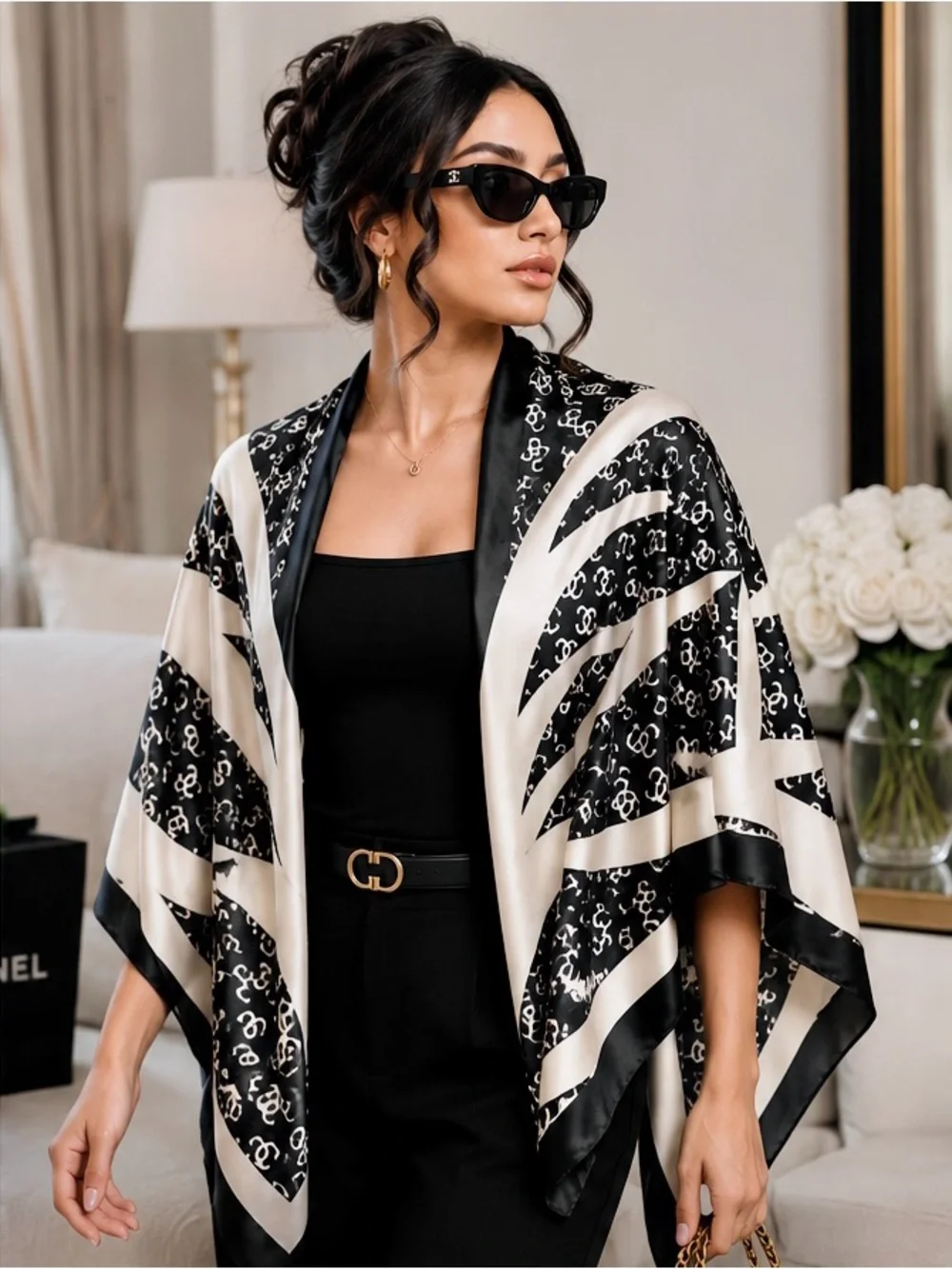 Luxury Silk Feel Scarf Shawl Wrap 180 x 90 cm | Elegant Oversized Fashion Scarf